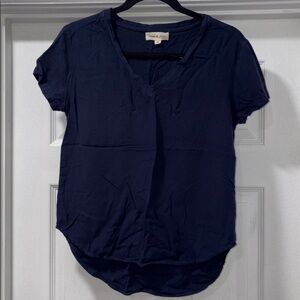 Cloth & Stone Deep Blue V-Neck Short Sleeve Tee